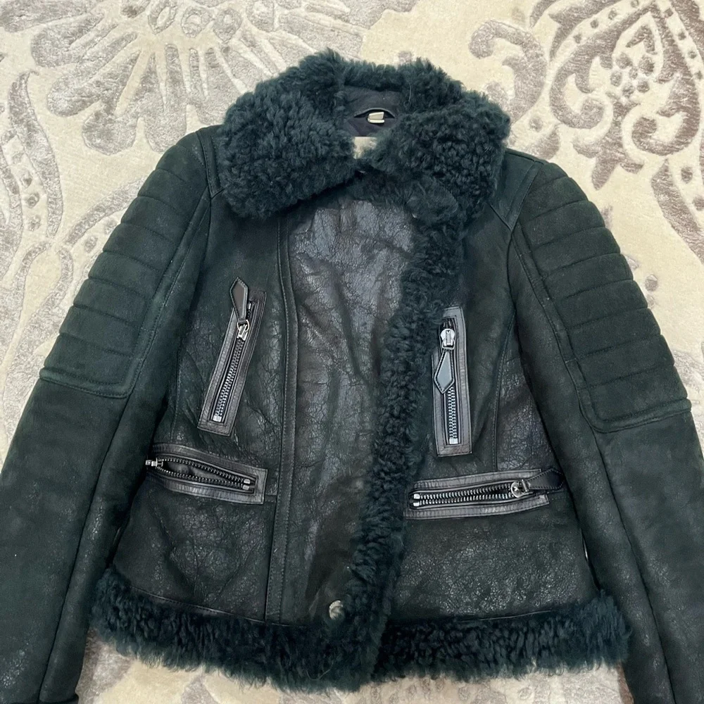 Burberry Brit Shearling Leather Jacket - Picture 1 of 16